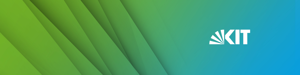 Bildweltmotiv Mobilität grün-cyan mit weißem KIT-Logo