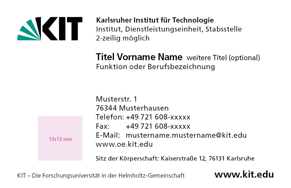 Visitenkarte mit Logo quadratisch